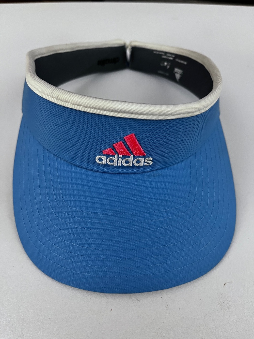 adidas Sky Blue Visor with Pink Logo and White Trim used
